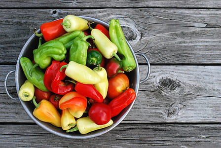 assorted bell peppers in cooking pot thumbnail