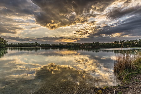 Sky Covered With Clouds With Lake thumbnail