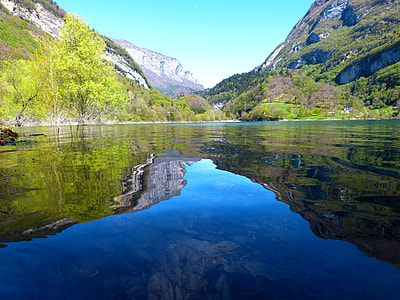 photo of plant-field mountain near body of water during daytime in panoramic photography thumbnail