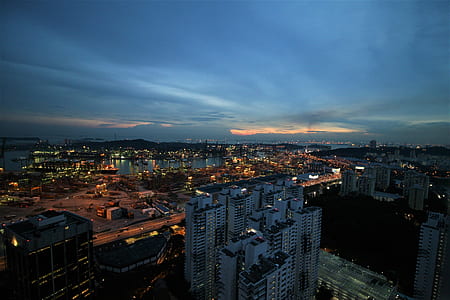 aerial photography of buildings during nighttime thumbnail