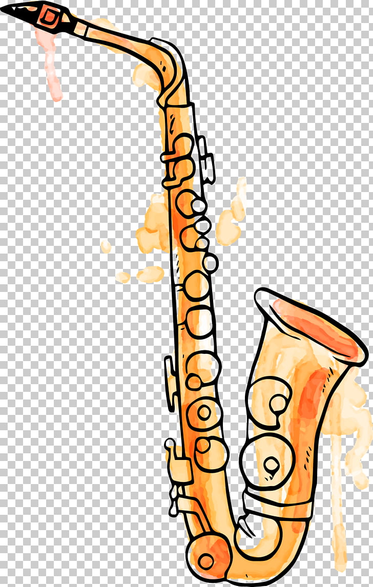 Saxophone Musical Instrument Watercolor Painting Trumpet Drawing Drawing Musical Instruments Orange Saxophone Png Clipart Free Cliparts Uihere