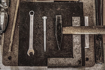 Combination Wrench, Screw Bolt, and Pointed-top Hammer thumbnail