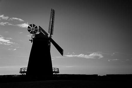 grayscale photo of windmill thumbnail