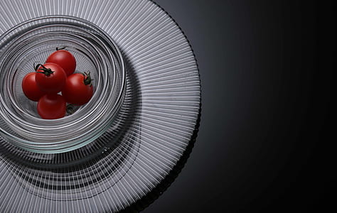 Five Tomatoes on Clear Glass Bowls thumbnail