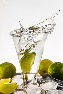 Water Filled Glass Cup With Sliced Lime thumbnail