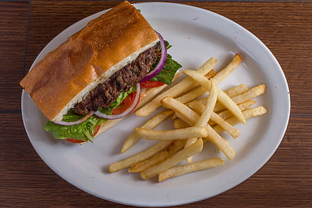 fries and sandwich on plate thumbnail