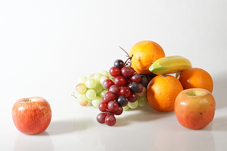 apple, grapes, orange, and banana fruits thumbnail