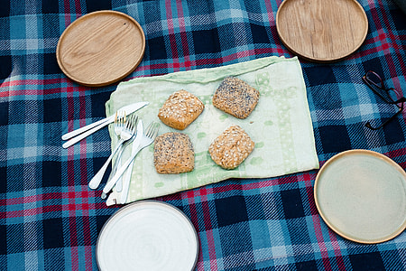 Bread and plates at the picnic thumbnail