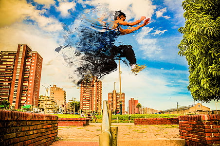 edited photo of man jumping over handrail thumbnail