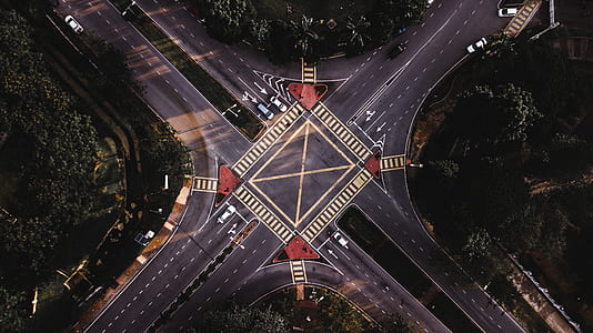 bird's eye photography of street crossing thumbnail