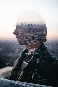 man and building surrealism artwork thumbnail