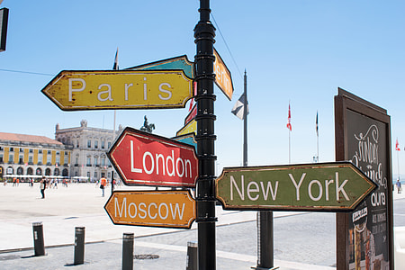 Paris, London,Moscow, and New York signage thumbnail