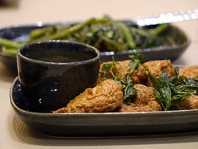 fried meat on black ceramic plate thumbnail