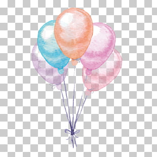 Balloon Watercolor painting, colorful balloons, five assorted-color balloons illustration PNG clipart