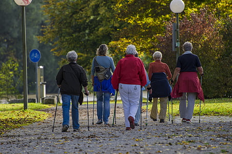 adult women with walking canes walking along street during daytime thumbnail