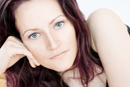 portrait, woman, face, blue eyes, indoor, girl thumbnail