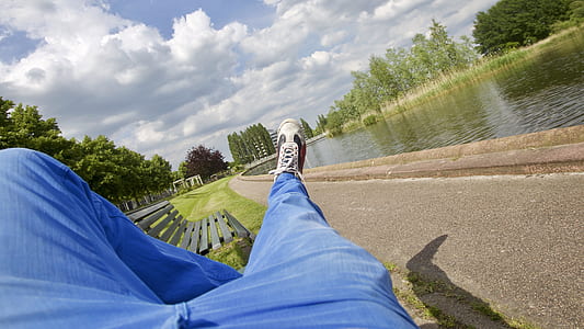 bench, nature, sky, clouds thumbnail