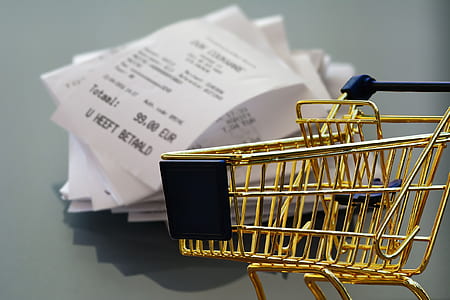 gold shopping card miniature and receipt lot thumbnail