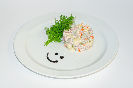 salad served on white ceramic plate thumbnail