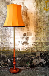 brown and orange shade table lamp on floor thumbnail