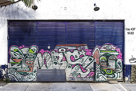 closed purple shutter doors thumbnail