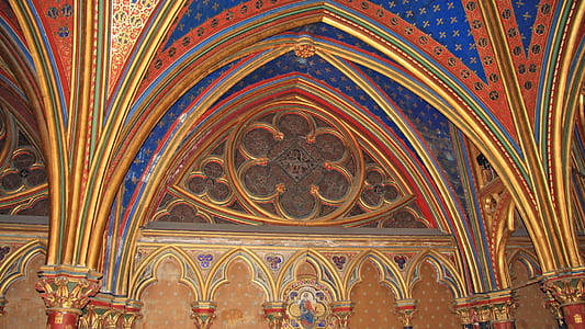 brown, blue, and gold building thumbnail