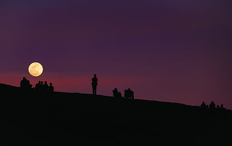 silhouette of people on top of hill during night thumbnail