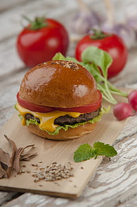 burger on brown board thumbnail
