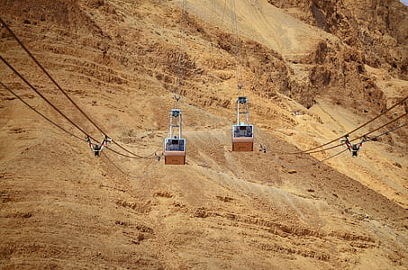 two brown cable cars thumbnail