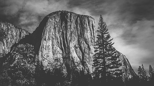 grayscale photography El Capitan, Yosimite thumbnail