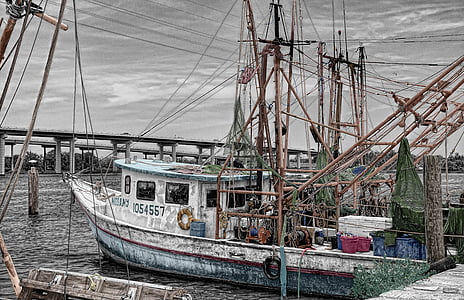 white fishing boat on body of water thumbnail