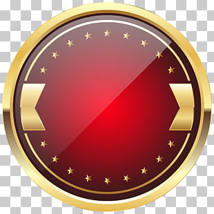 Badge Logo , Red and Gold Badge Template , round gold and red logo PNG clipart