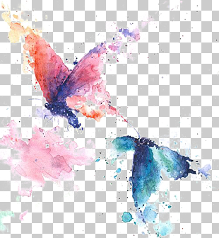 Butterfly Watercolor painting Art, Ink Butterfly, blue and green butterflies painting PNG clipart