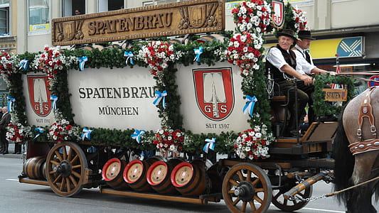 white and red Spatenbraun Munchen carriage thumbnail