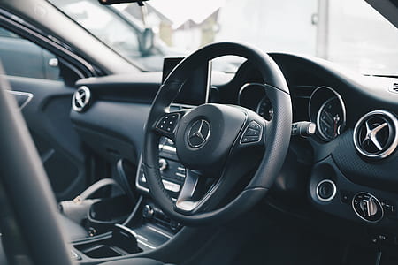 black Mercedes-Benz car interior view thumbnail