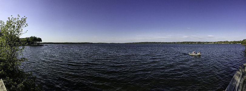Panoramic view of Rock Lake from the Bike trail in Lake Mills, Wisconsin thumbnail