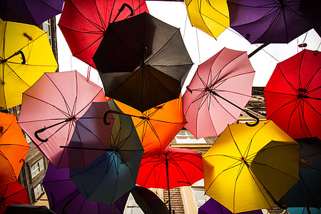 photography of assorted-color umbrellas thumbnail