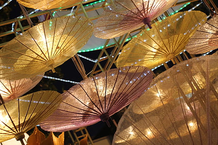 powered on paper umbrella lamp lot thumbnail
