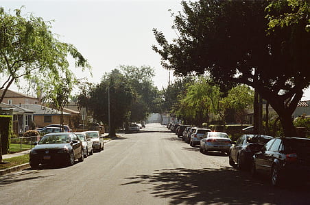 cars, street, village, straight thumbnail