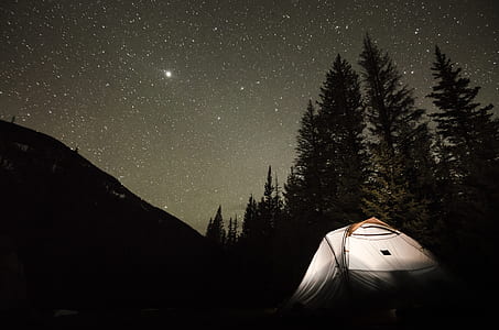 white tent during nighttime thumbnail