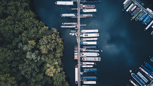 aerial photo of boats dock during daytime thumbnail