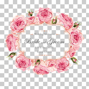 Wedding invitation Rose, Creative roses invitation design, pink flowers with text overlay PNG clipart