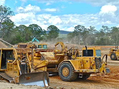 yellow and gray front loader and bulldozer thumbnail