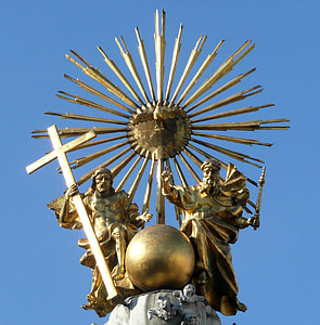 Trinity on top of the Holy Trinity column in Linz, Austria thumbnail