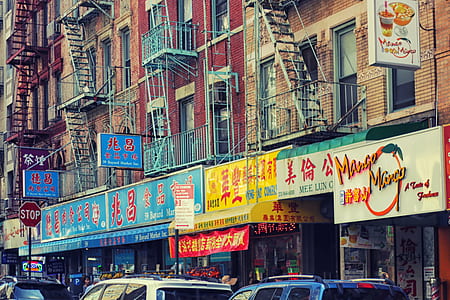 Different Store Signages on Brick Building thumbnail