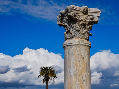 concrete pedestal column under blue sky thumbnail