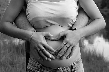 pregnant, belly, hands, heart, love, woman thumbnail