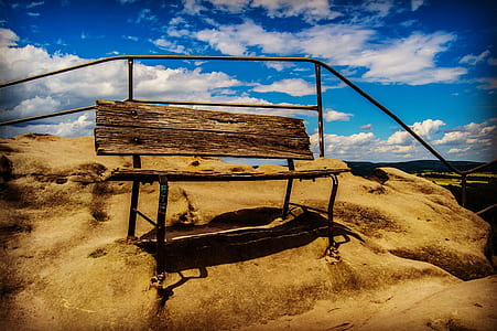 brown wooden bench thumbnail