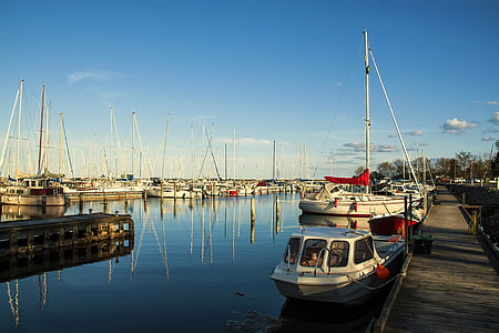 white yacht on ship dock thumbnail
