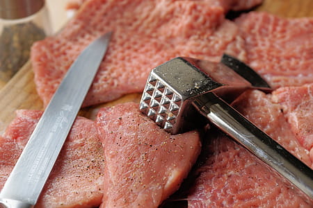 Gray Metal Meat Mincer and Knife thumbnail